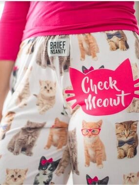 Brief Insanity Check Meowt Pink Cat-Print Women’s Pajama Pants